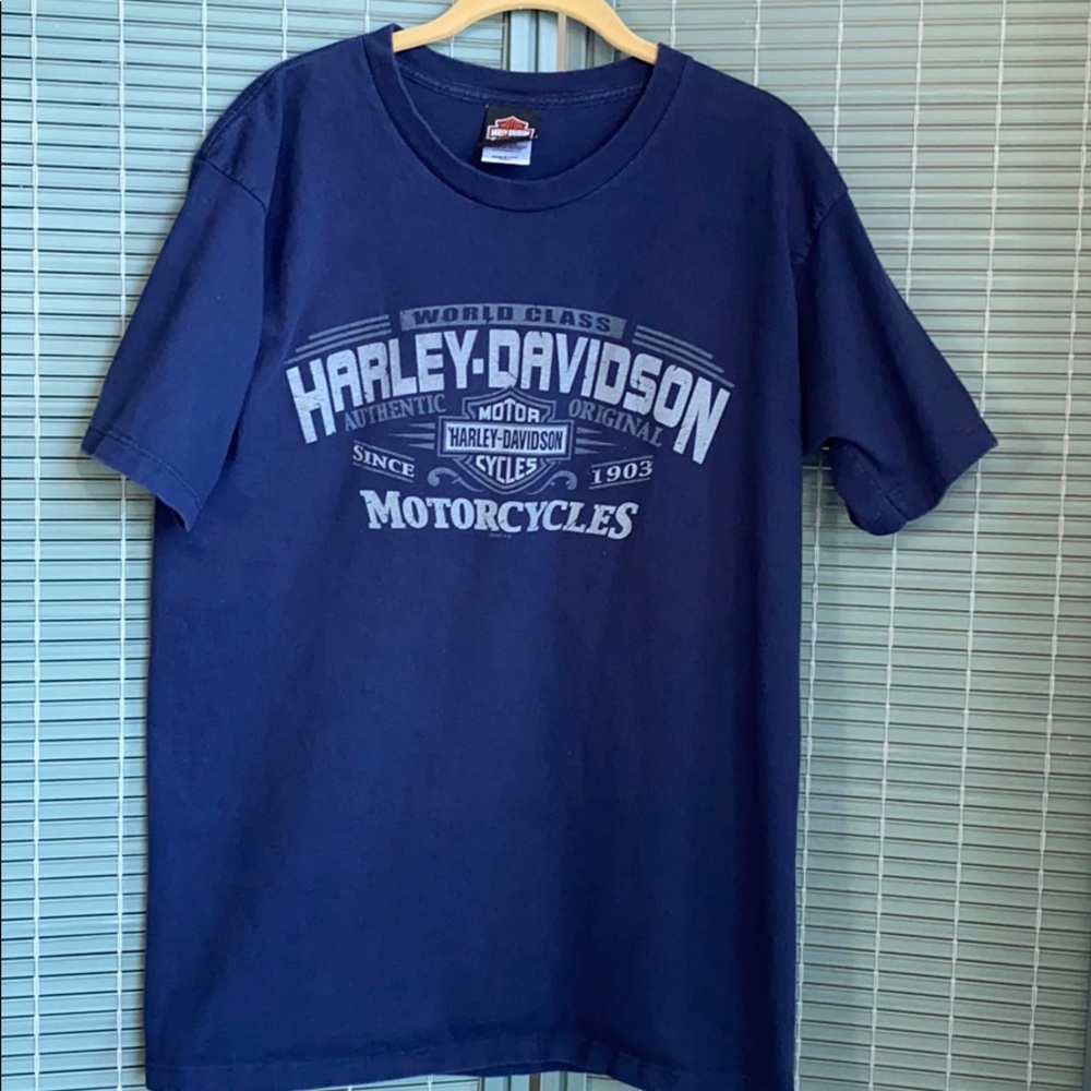 Navy blue Harley Davidson Tshirt. Sz L.